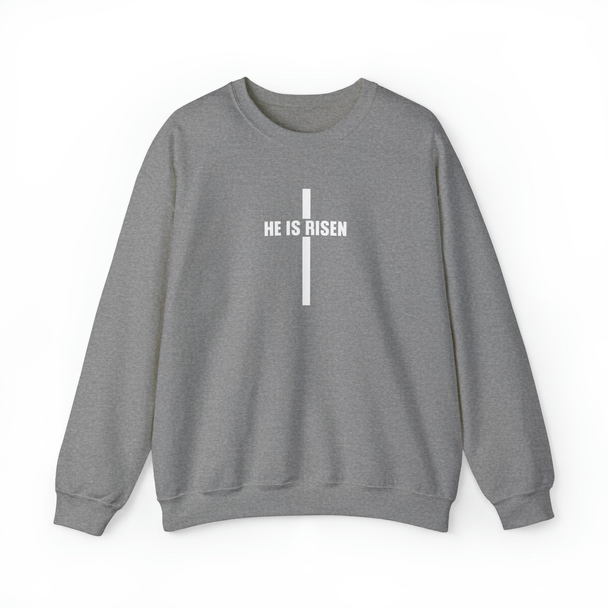 He Is Risen Christian Sweatshirt Graphite Heather tosave1life.com