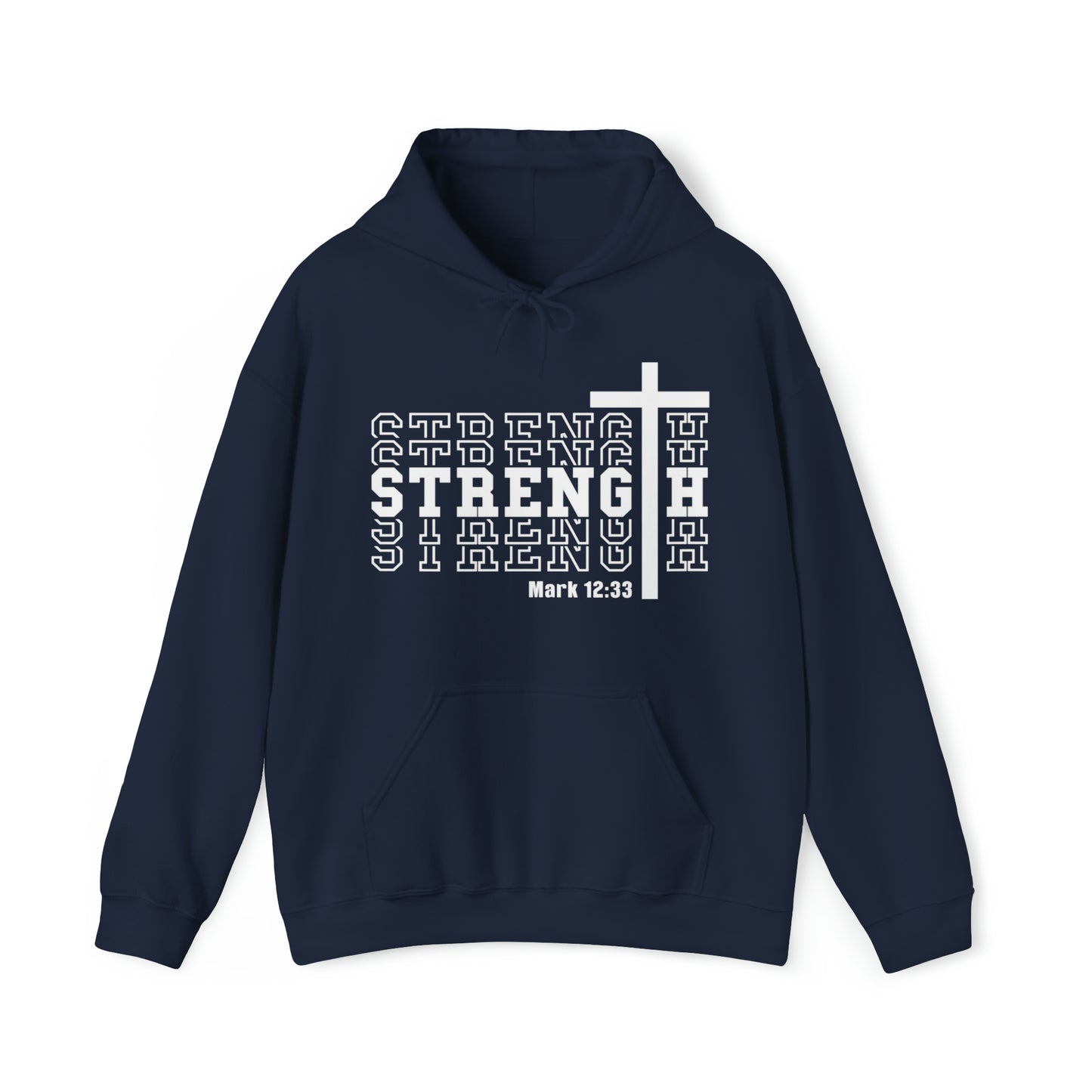 Strength Christian Hoodie Navy tosave1life.com