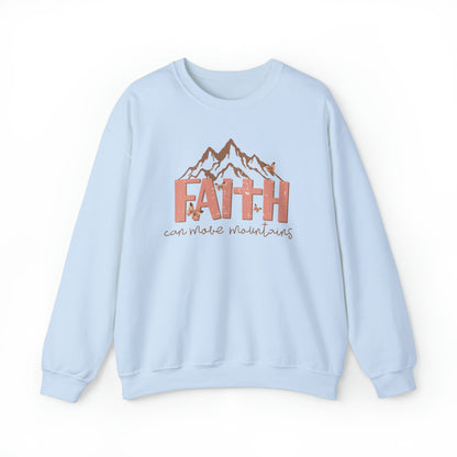 Faith Can Move Mountains Christian Sweatshirt Light Blue tosave1life.com