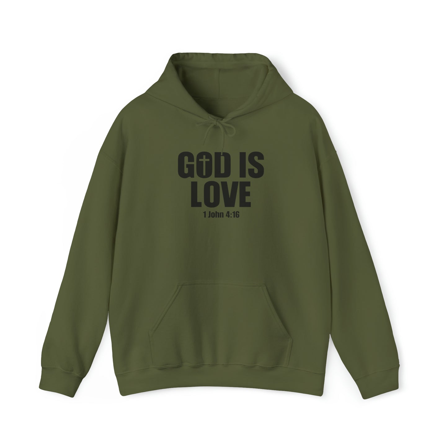 God Is Love Christian Hoodie Military Green tosave1life.com