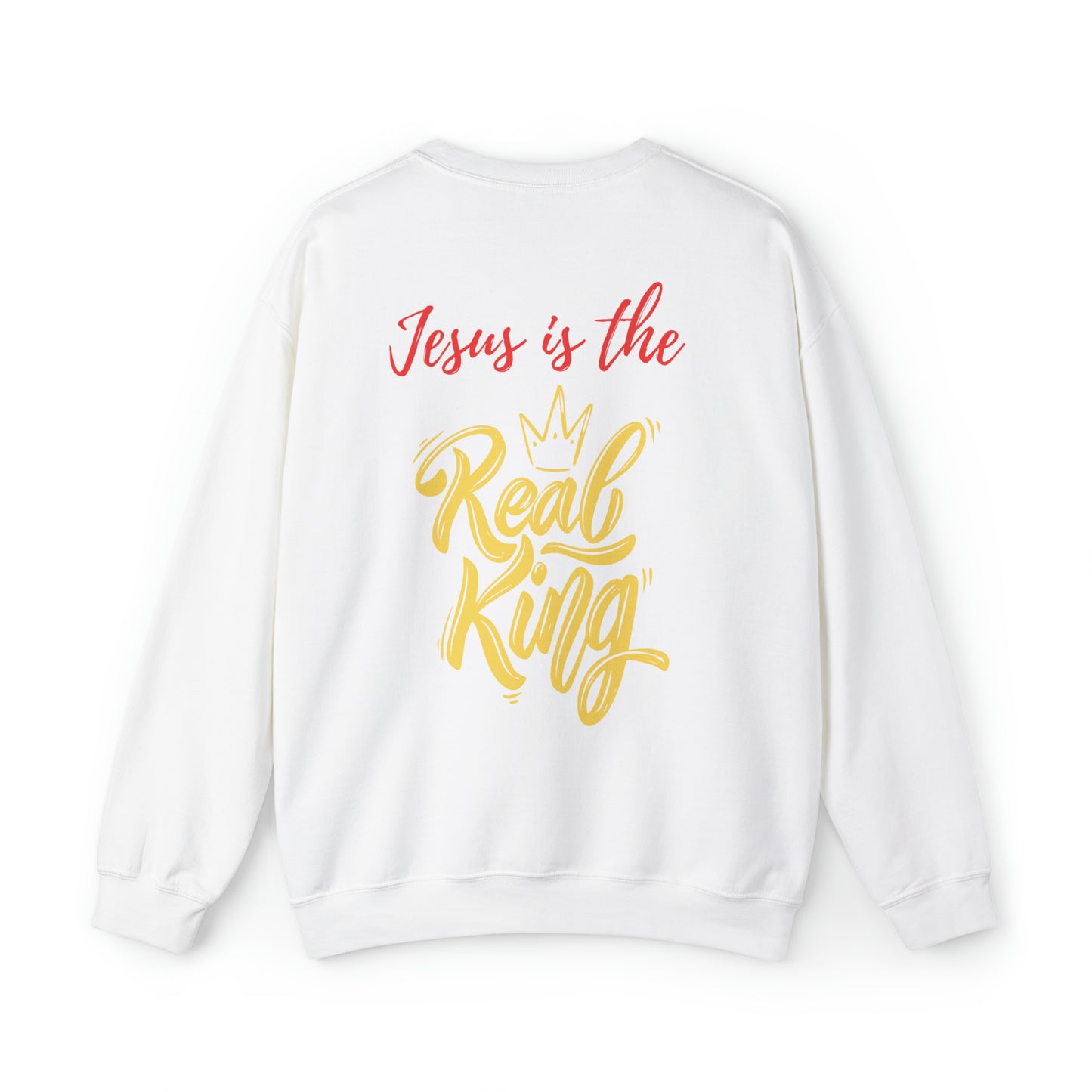 Jesus Is The Real King Christian Sweatshirt White tosave1life.com