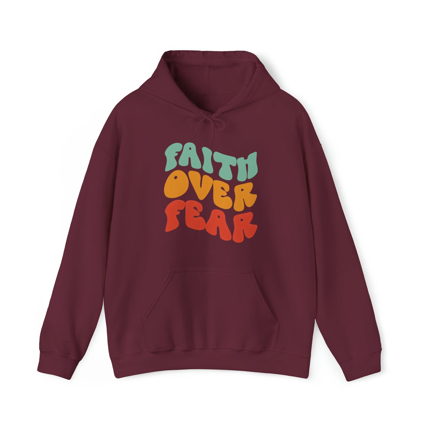 Faith Over Fear Christian Hoodie Maroon tosave1life.com