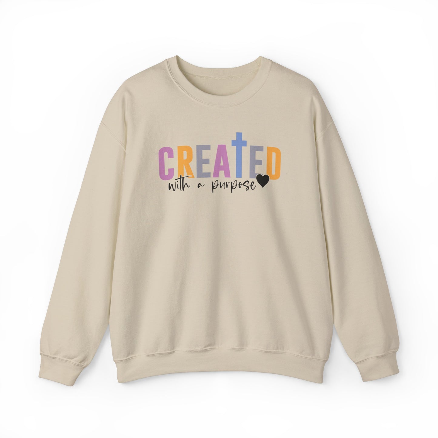 Created With a Purpose Christian Sweatshirt Sand tosave1life.com