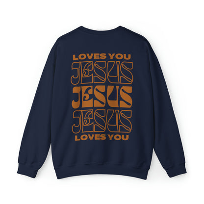 Jesus Loves You Christian Sweatshirt Navy tosave1life.com