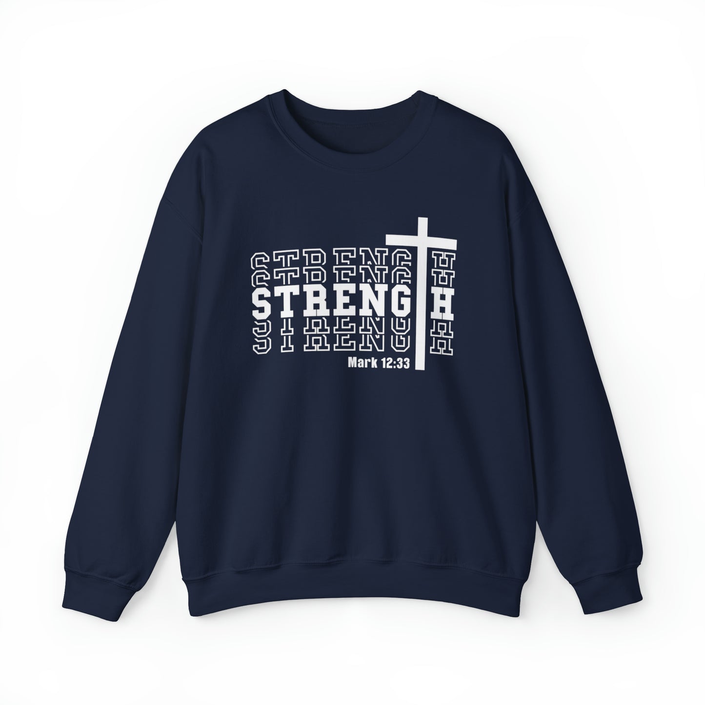 Strength Christian Sweatshirt Navy tosave1life.com