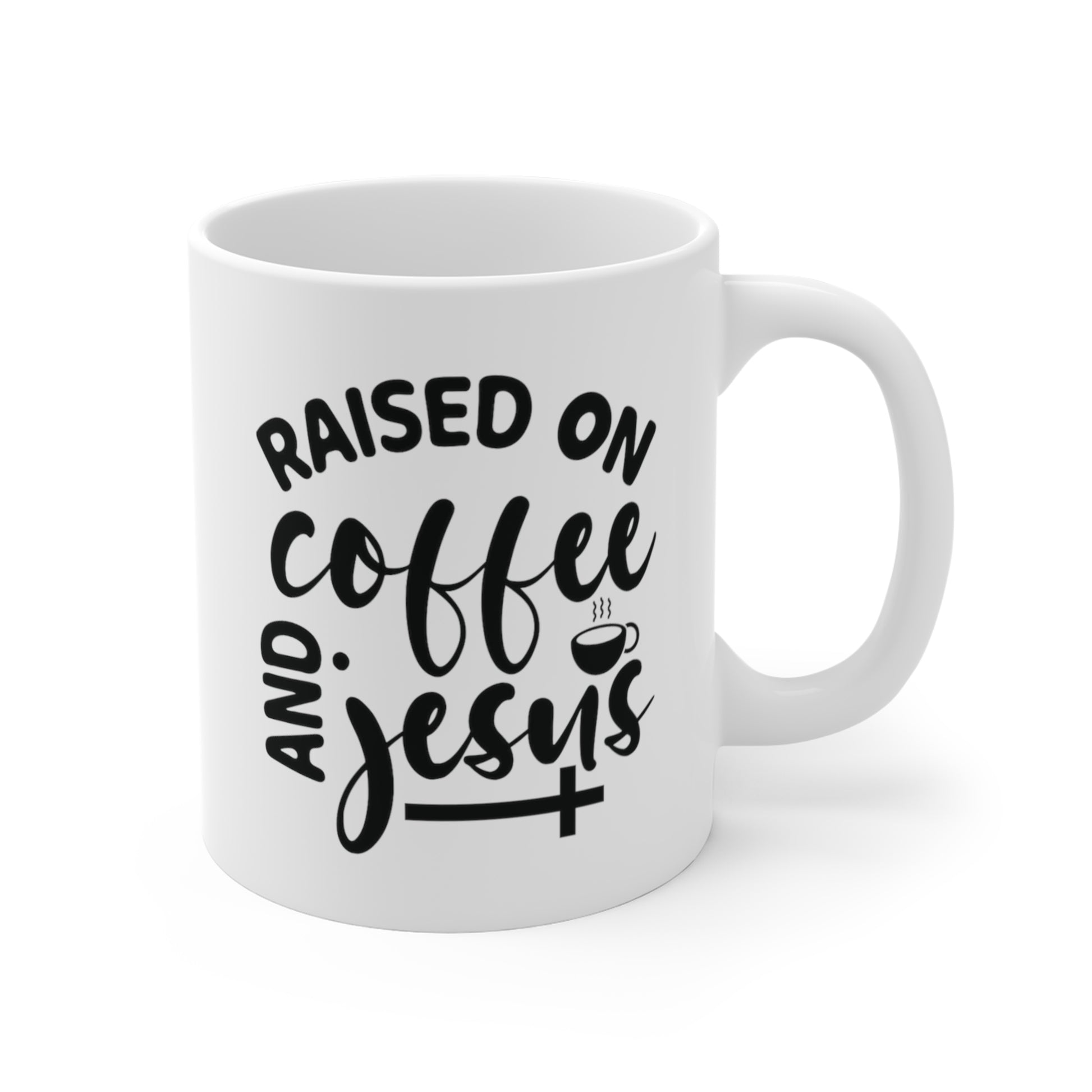 Raised On Coffee and Jesus Christian Mug tosave1life.com