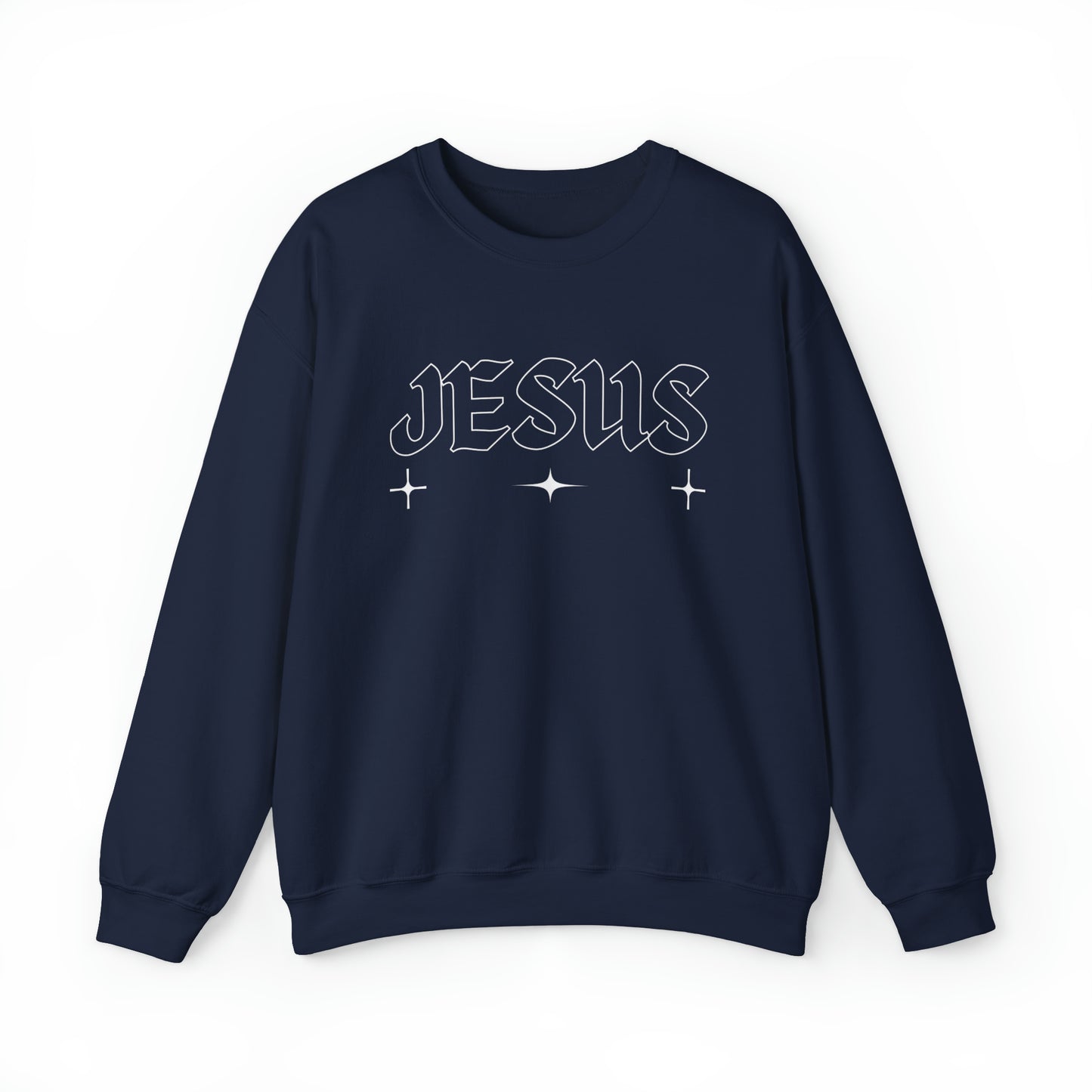 Jesus Christian Sweatshirt Navy tosave1life.com