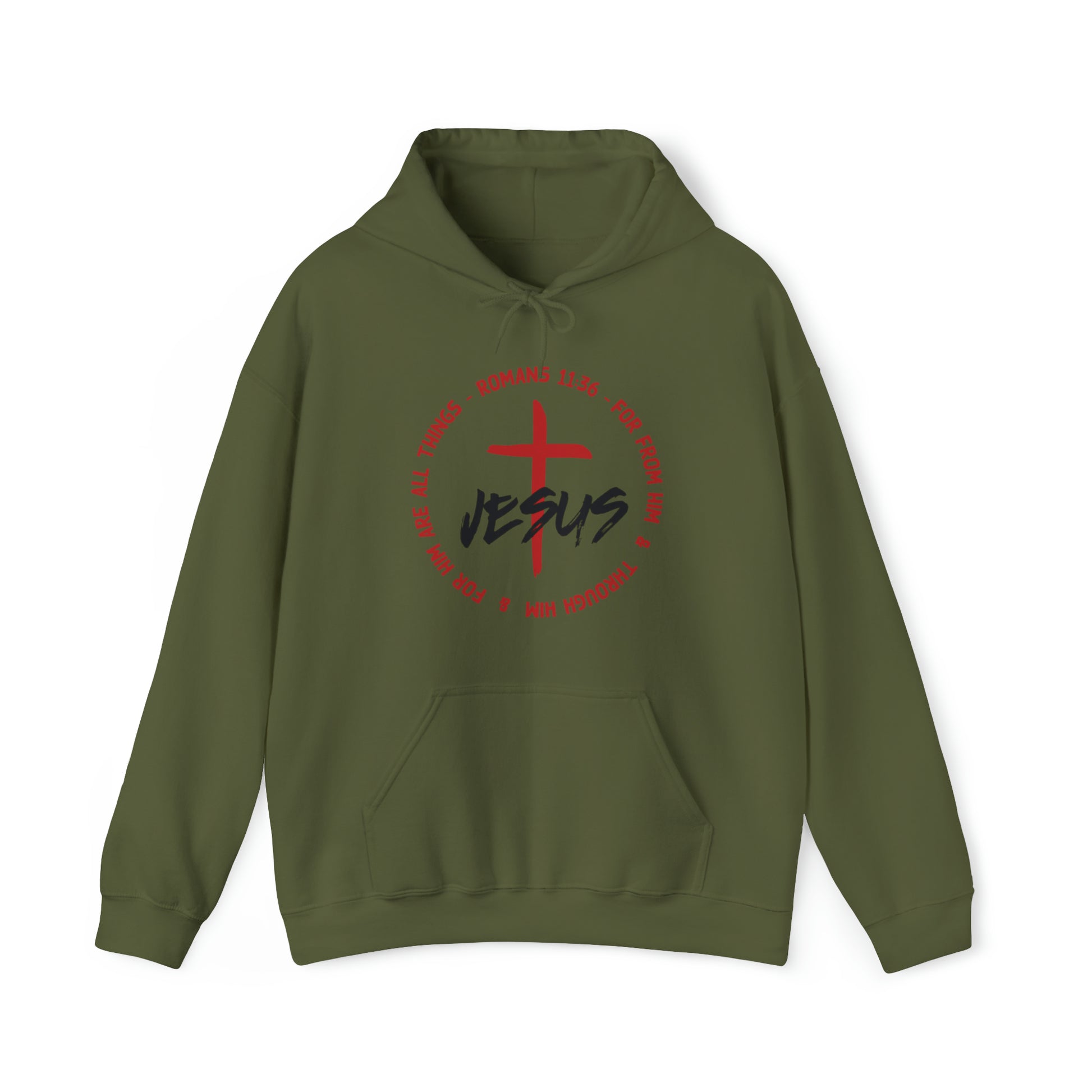 Jesus Romans 11:36 Christian Hoodie Military Green tosave1life.com