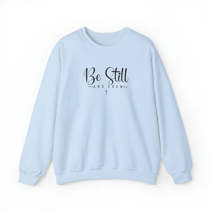 Be Still and Know Christian Sweatshirt Light Blue tosave1life.com