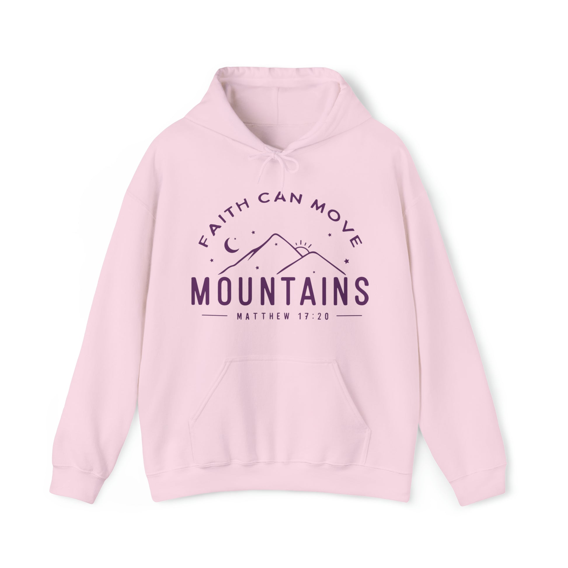 Faith Can Move Mountains Christian Hoodie Light Pink tosave1life.com