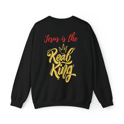 Jesus Is The Real King Christian Sweatshirt Black tosave1life.com