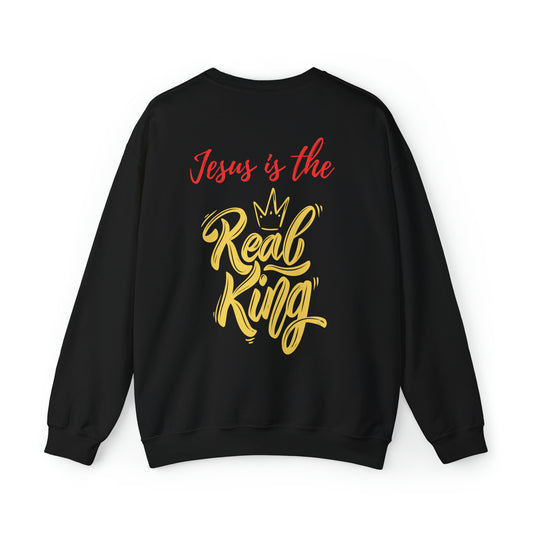 Jesus Is The Real King Christian Sweatshirt Black tosave1life.com