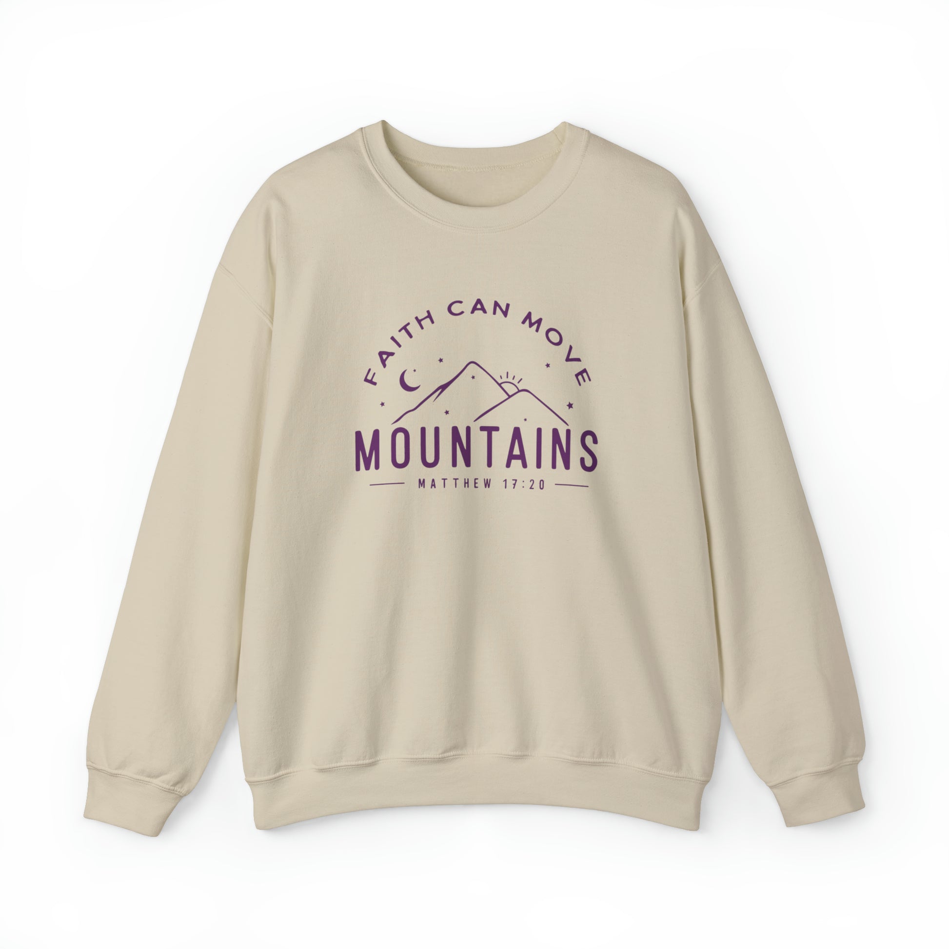 Faith Can Move Mountains Christian Sweatshirt Sand tosave1life.com