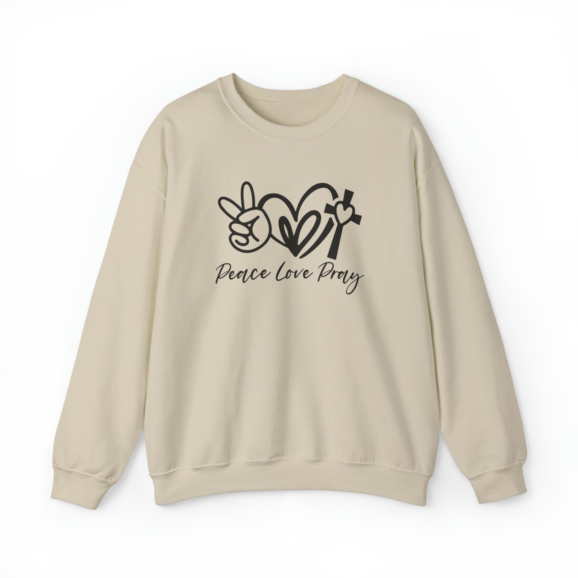 Peace Love Pray Christian Sweatshirt Sand tosave1life.com