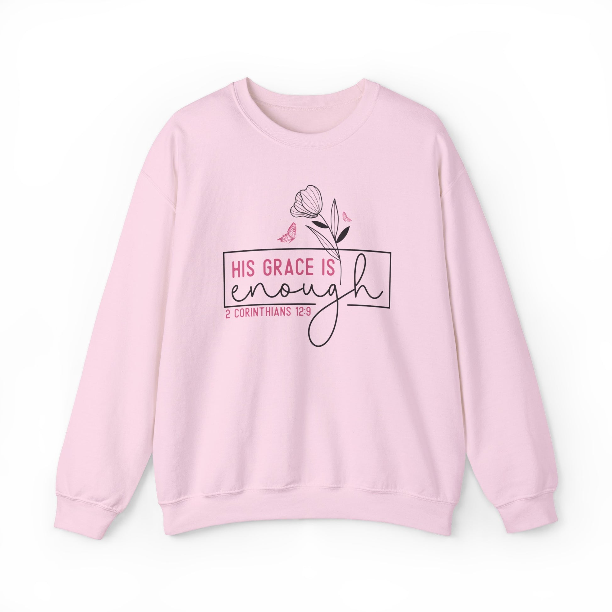 His Grace is Enough Christian Sweatshirt Light Pink tosave1life.com