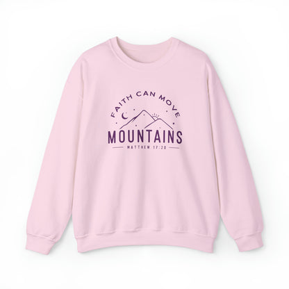 Faith Can Move Mountains Christian Sweatshirt Light Pink tosave1life.com