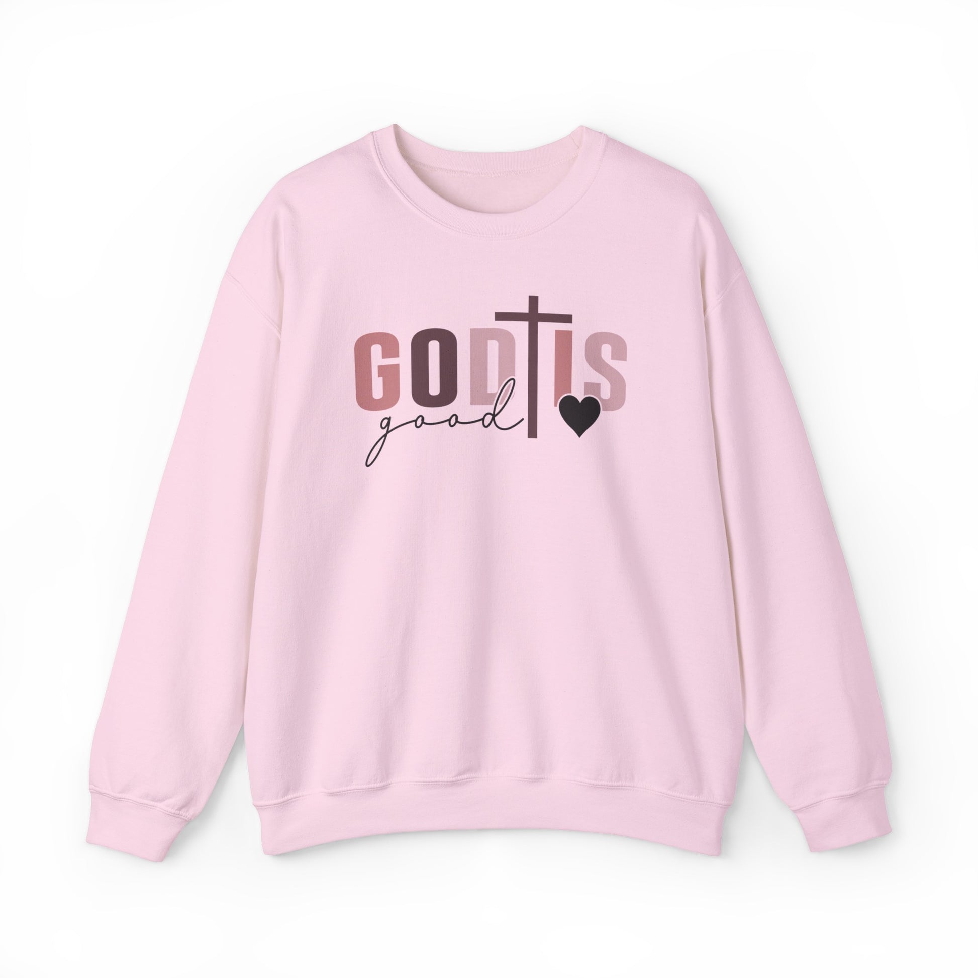 God is Good Christian Sweatshirt Light Pink tosave1life.com