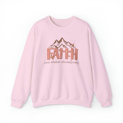 Faith Can Move Mountains Christian Sweatshirt Light Pink tosave1life.com