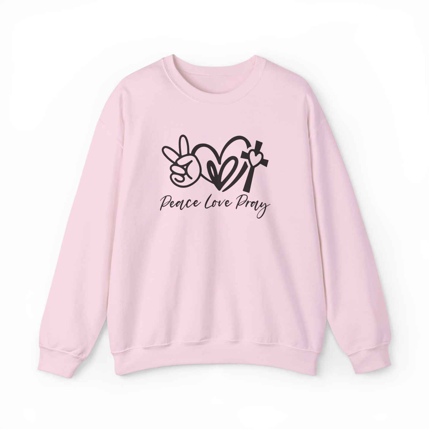 Peace Love Pray Christian Sweatshirt Light Pink tosave1life.com