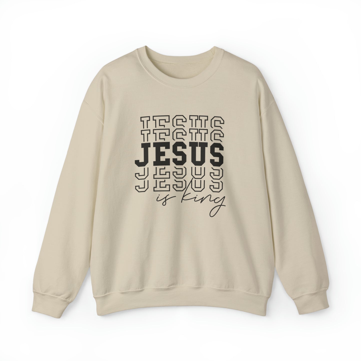 Jesus is King Christian Sweatshirt Sand tosave1life.com