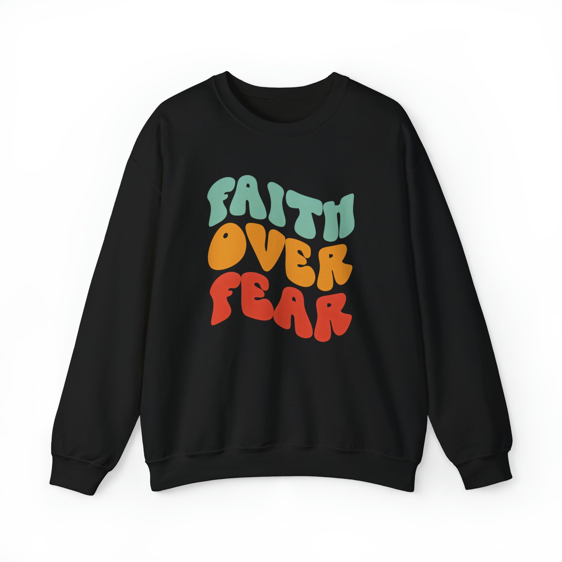 Faith Over Fear Christian Sweatshirt Black tosave1life.com