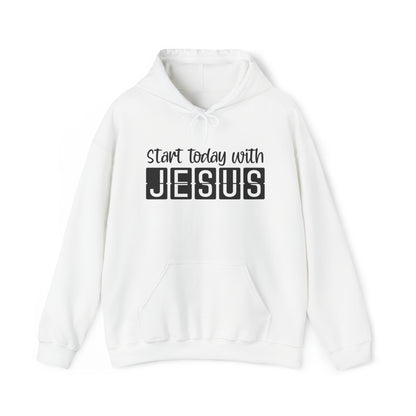 Start Today With Jesus Christian Hoodie White tosave1life.com