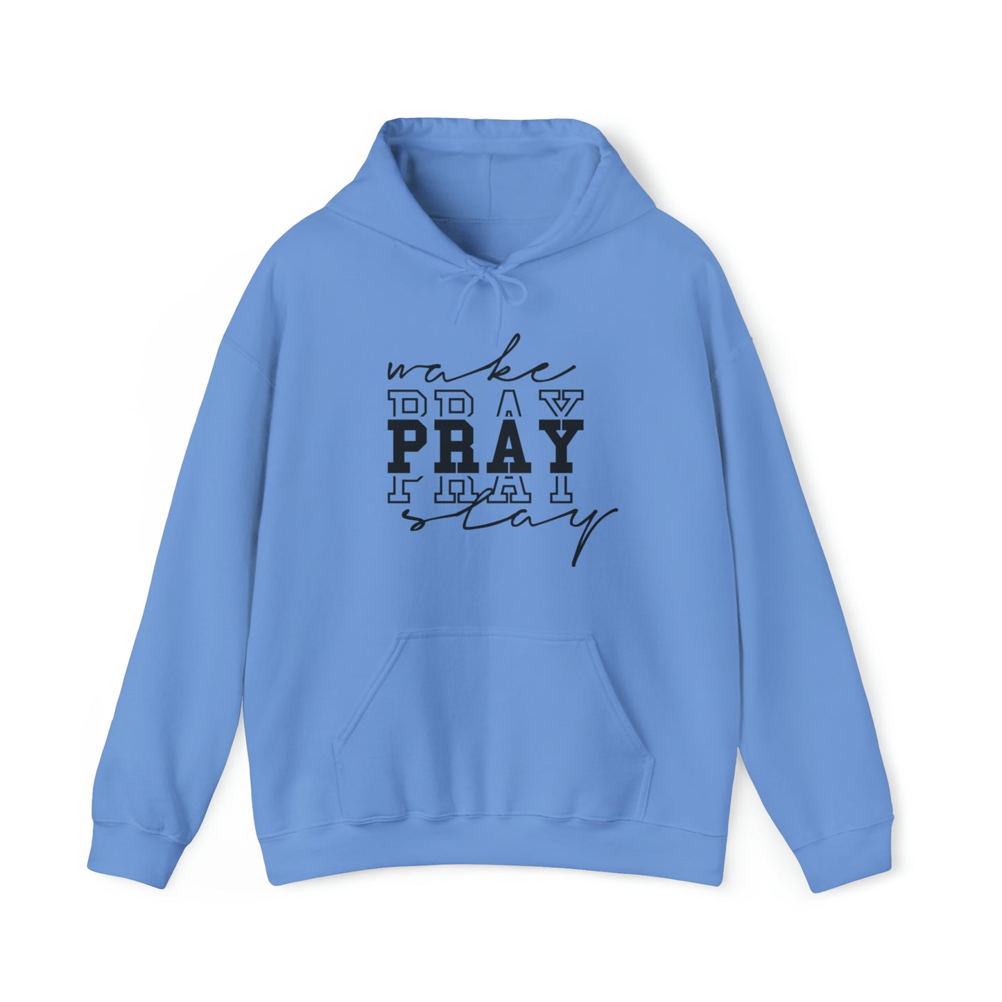 Wake Pray Slay Christian Hoodie Carolina Blue tosave1life.com