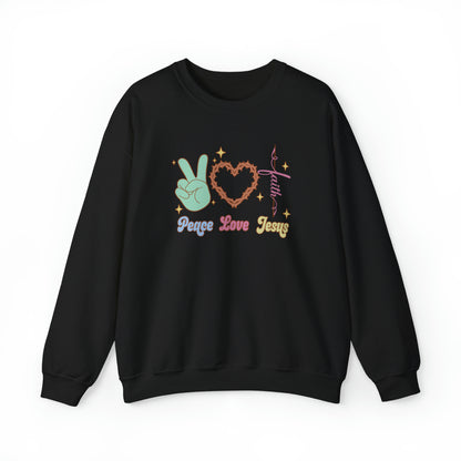 Peace Love Jesus Christian Sweatshirt Black tosave1life.com