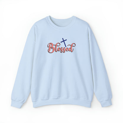 Blessed Christian Sweatshirt Light Blue tosave1life.com