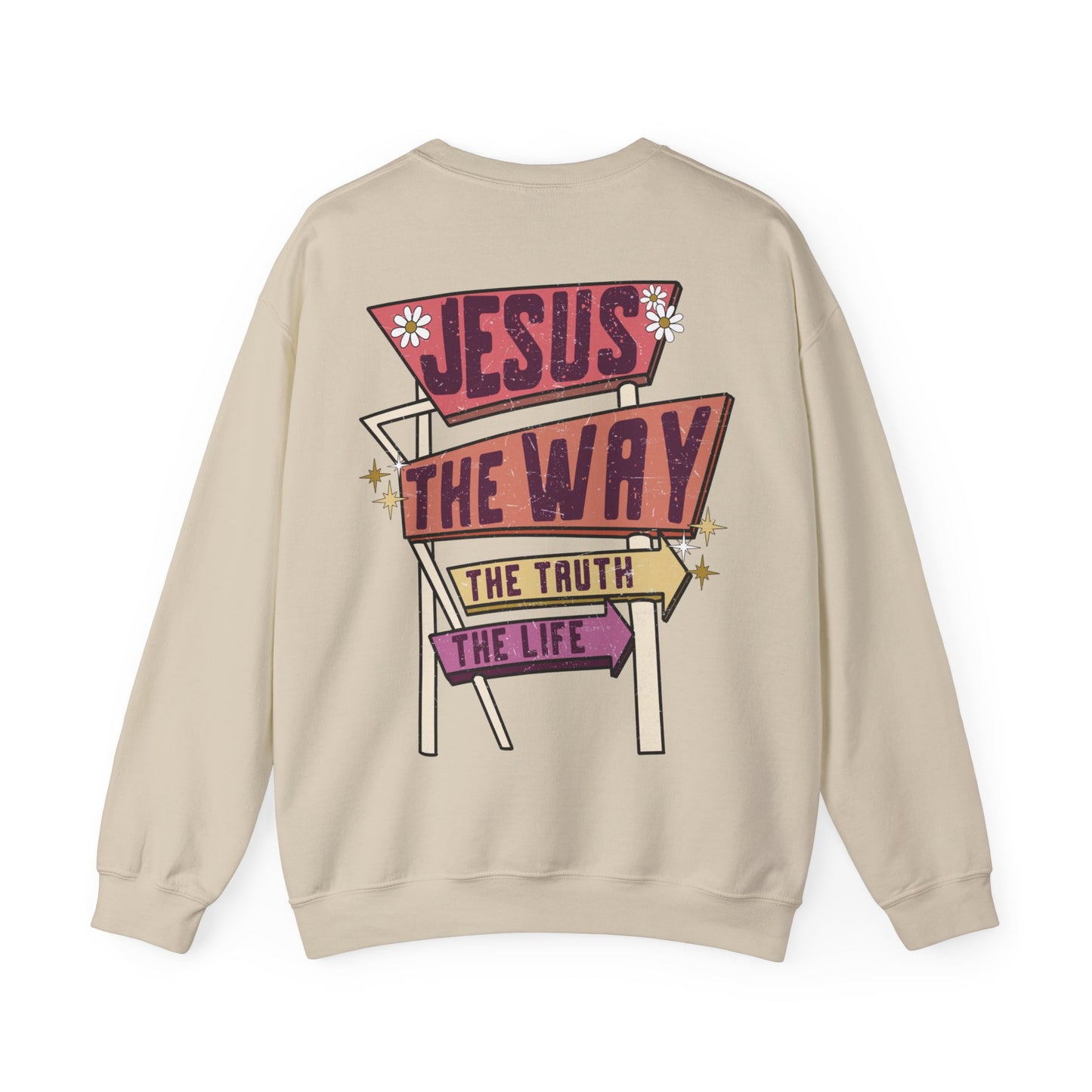 Jesus the Way Christian Sweatshirt Sand tosave1life.com