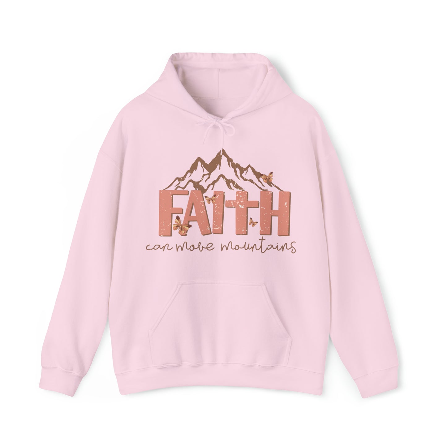 Faith Can Move Mountains Christian Hoodie Light Pink tosave1life.com