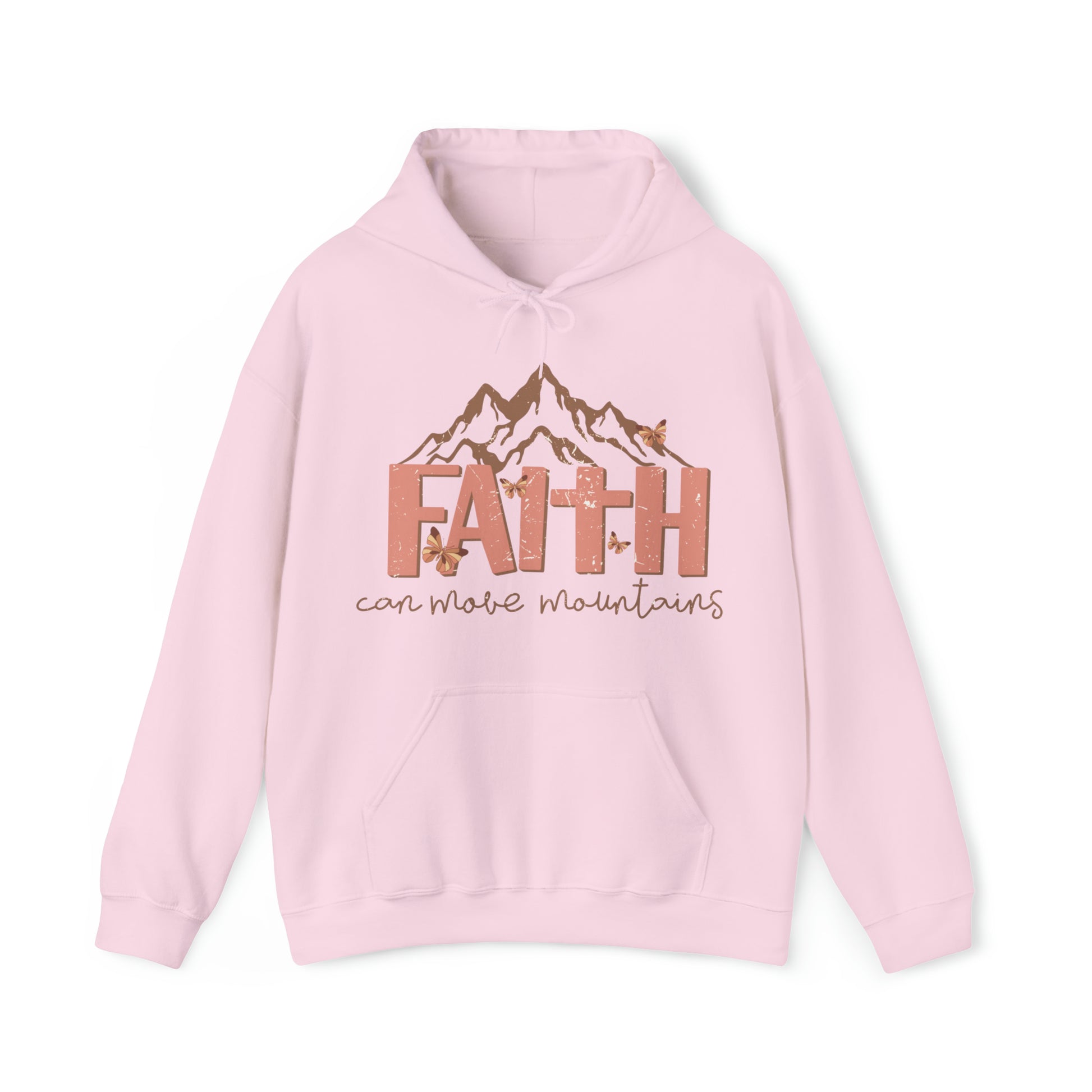 Faith Can Move Mountains Christian Hoodie Light Pink tosave1life.com