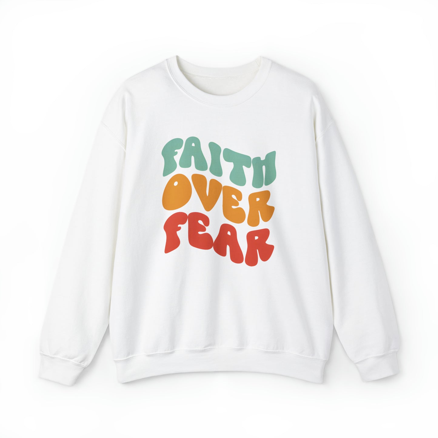 Faith Over Fear Christian Sweatshirt White tosave1life.com