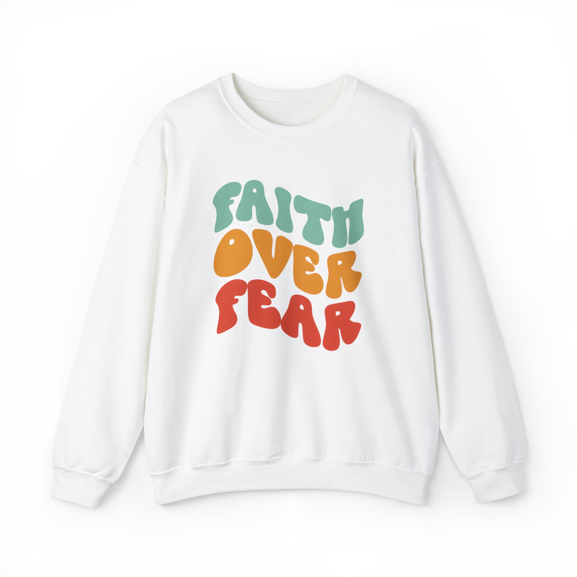 Faith Over Fear Christian Sweatshirt White tosave1life.com