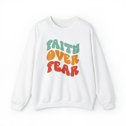 Faith Over Fear Christian Sweatshirt White tosave1life.com