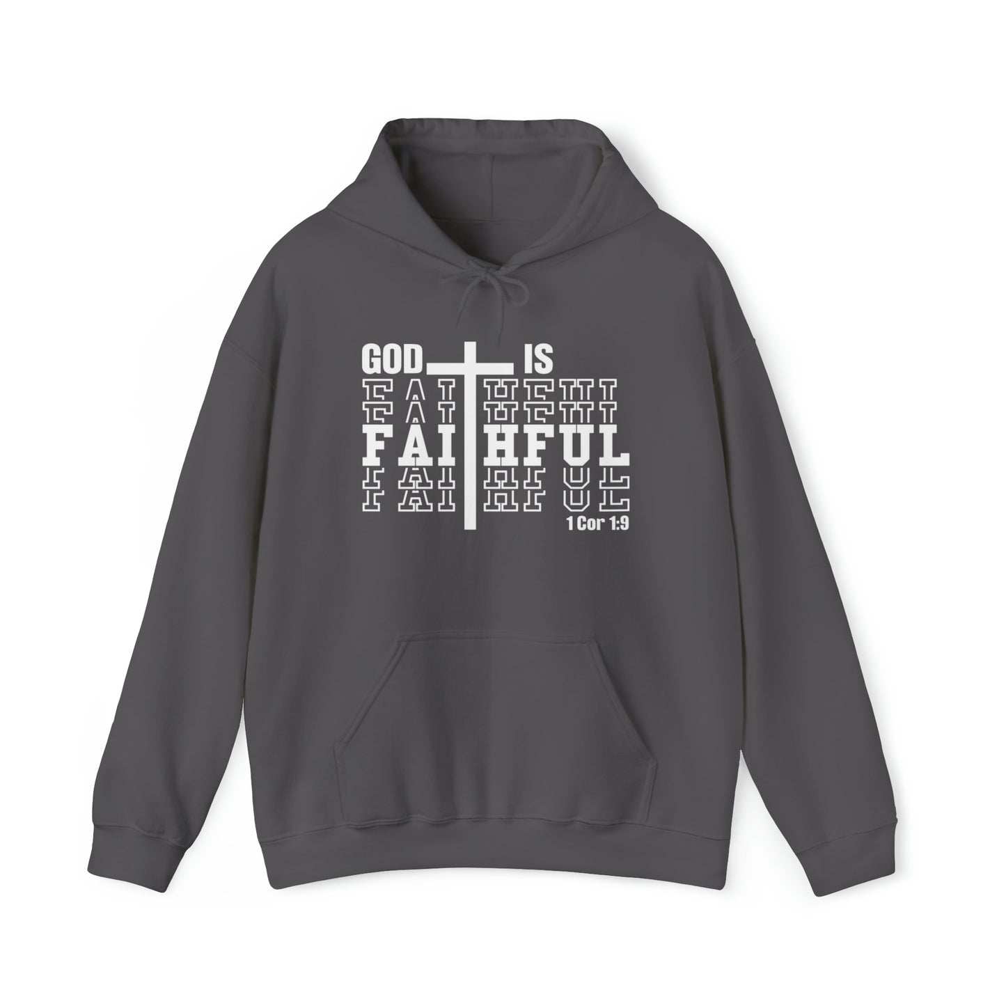 God Is Faithful Christian Hoodie Charcoal tosave1life.com