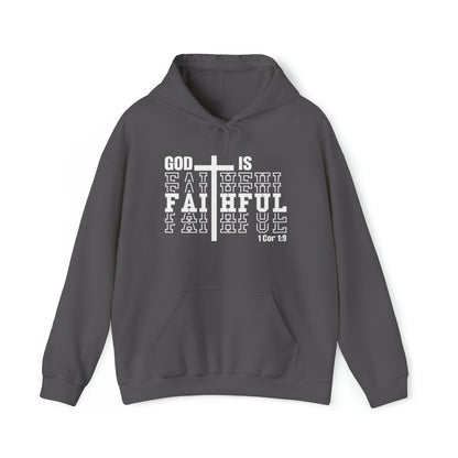 God Is Faithful Christian Hoodie Charcoal tosave1life.com