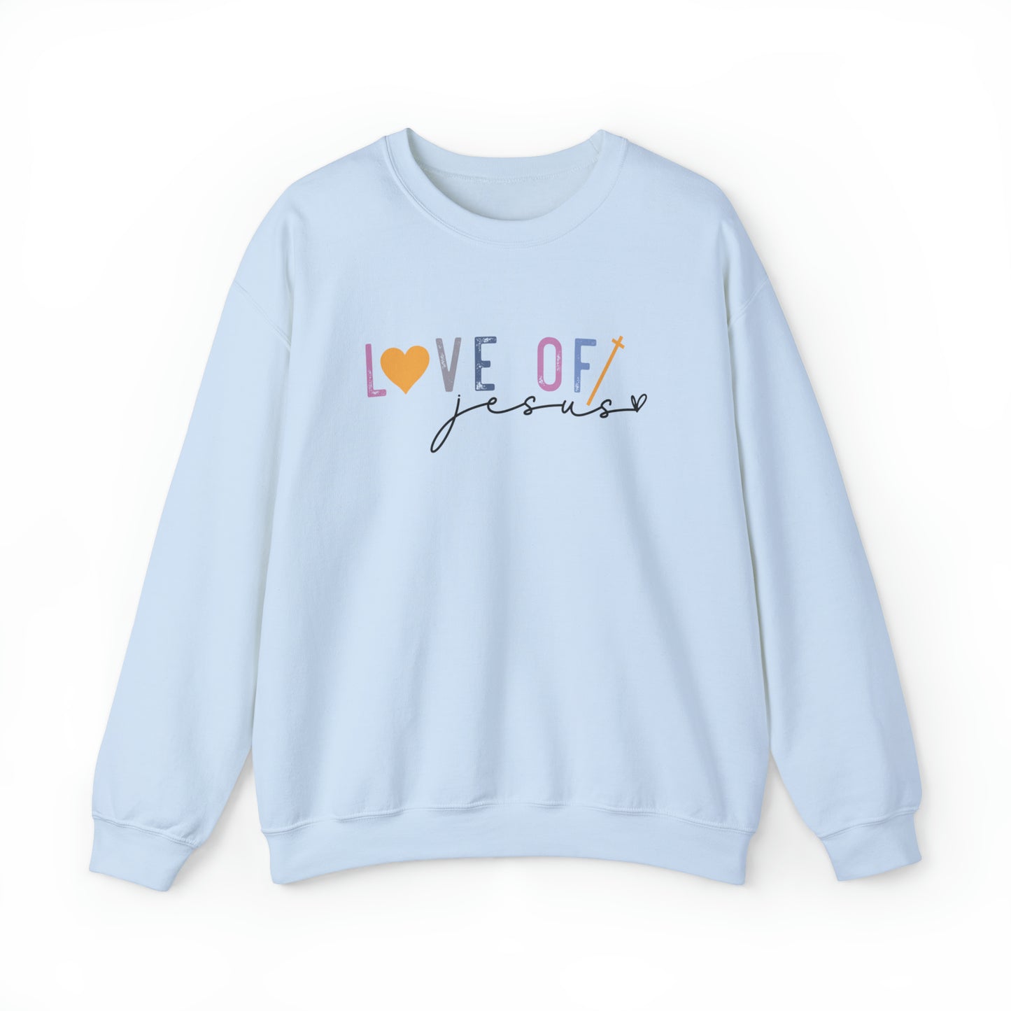 Love of Jesus Christian Sweatshirt Light Blue tosave1life.com