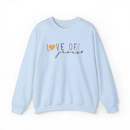 Love of Jesus Christian Sweatshirt Light Blue tosave1life.com