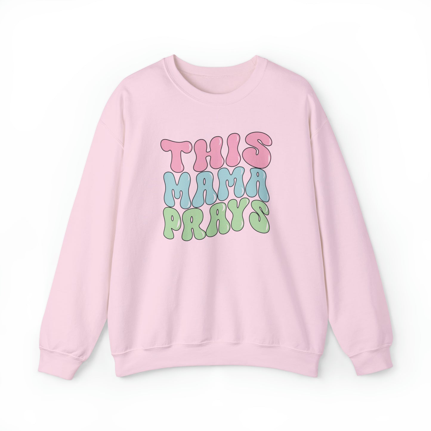 This Mama Prays Christian Sweatshirt Light Pink tosave1life.com