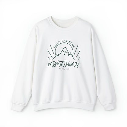 Faith Can Move Mountains Christian Sweatshirt White tosave1life.com