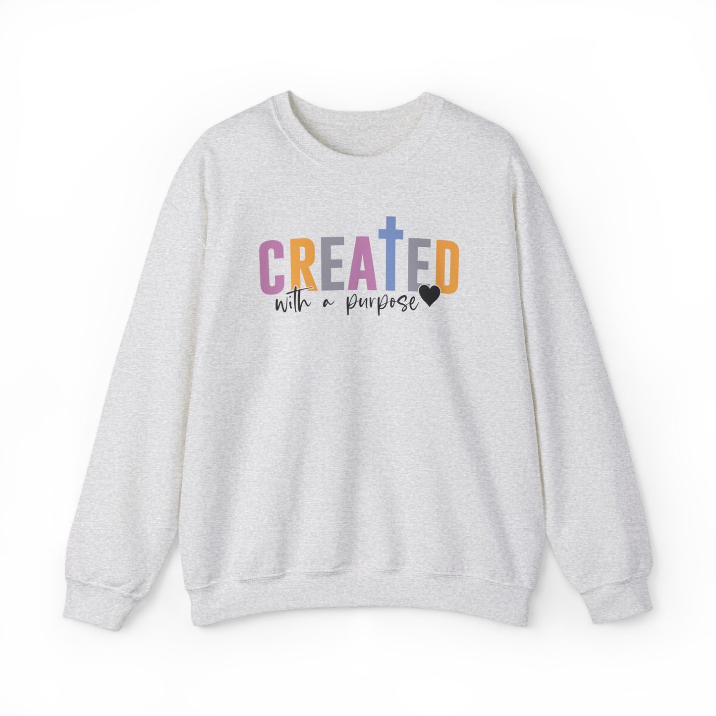 Created With a Purpose Christian Sweatshirt Ash tosave1life.com