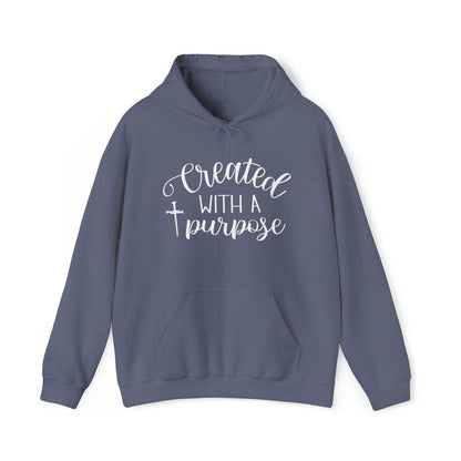 Created With a Purpose Christian Hoodie Heather Navy tosave1life.com