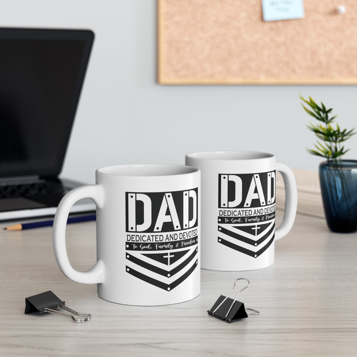 Dad Dedicated and Devoted Christian Mug