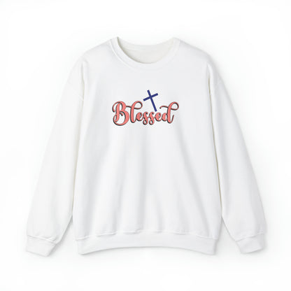 Blessed Christian Sweatshirt White tosave1life.com