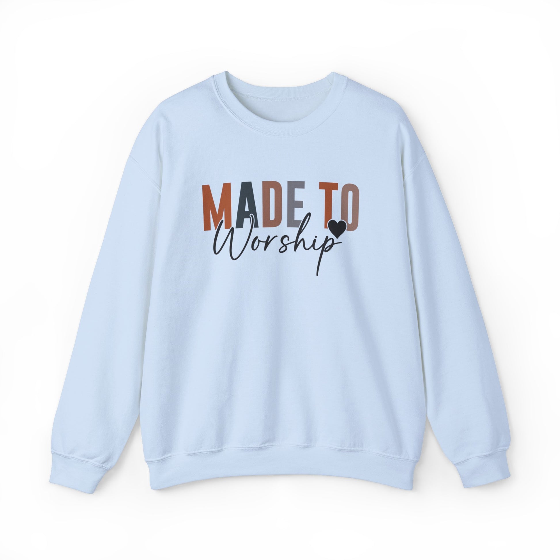 Made to Worship Christian Sweatshirt Light Blue tosave1life.com