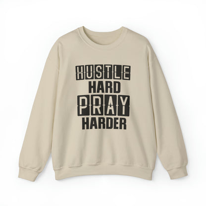 Hustle Hard Pray Harder Christian Sweatshirt Sand tosave1life.com