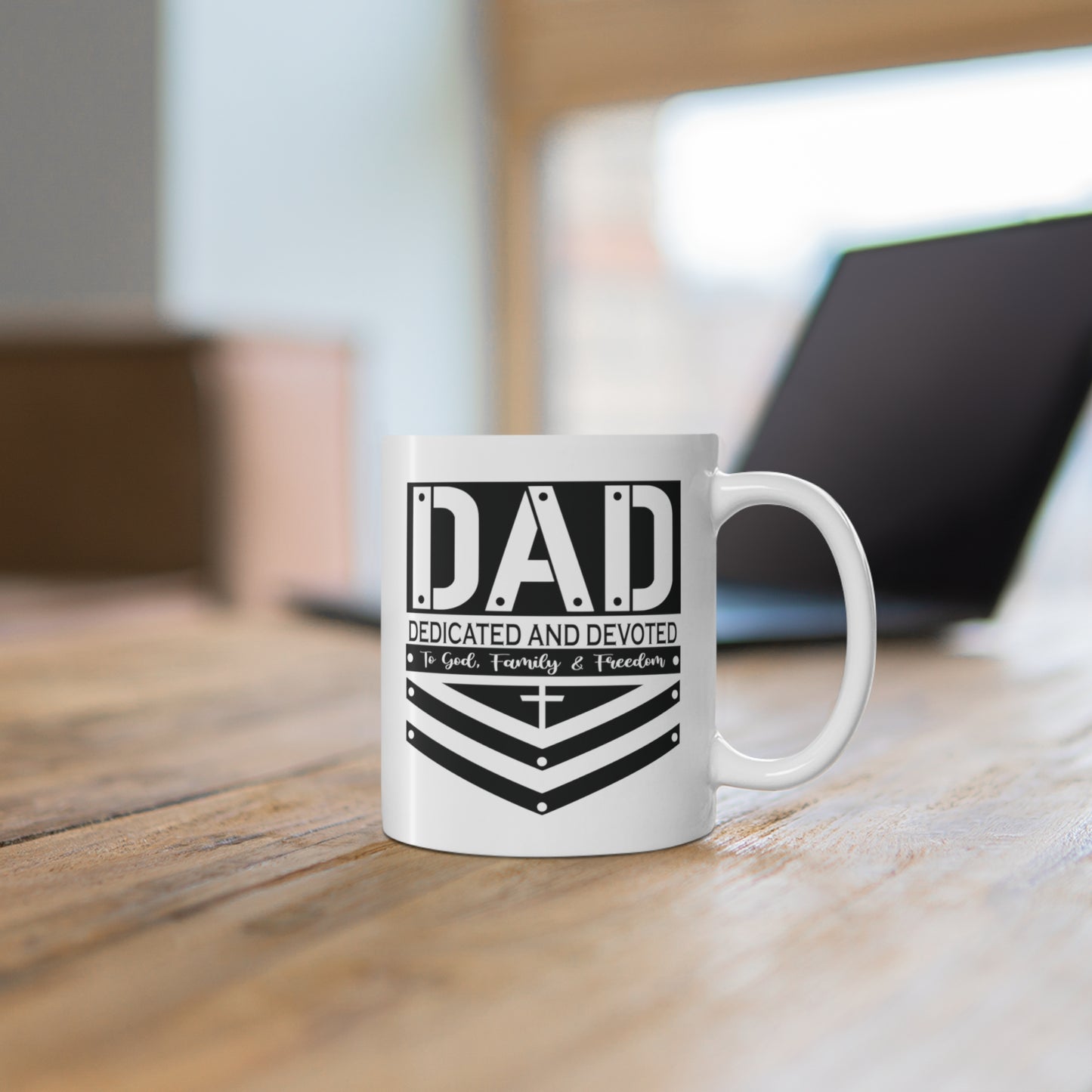 Dad Dedicated and Devoted Christian Mug