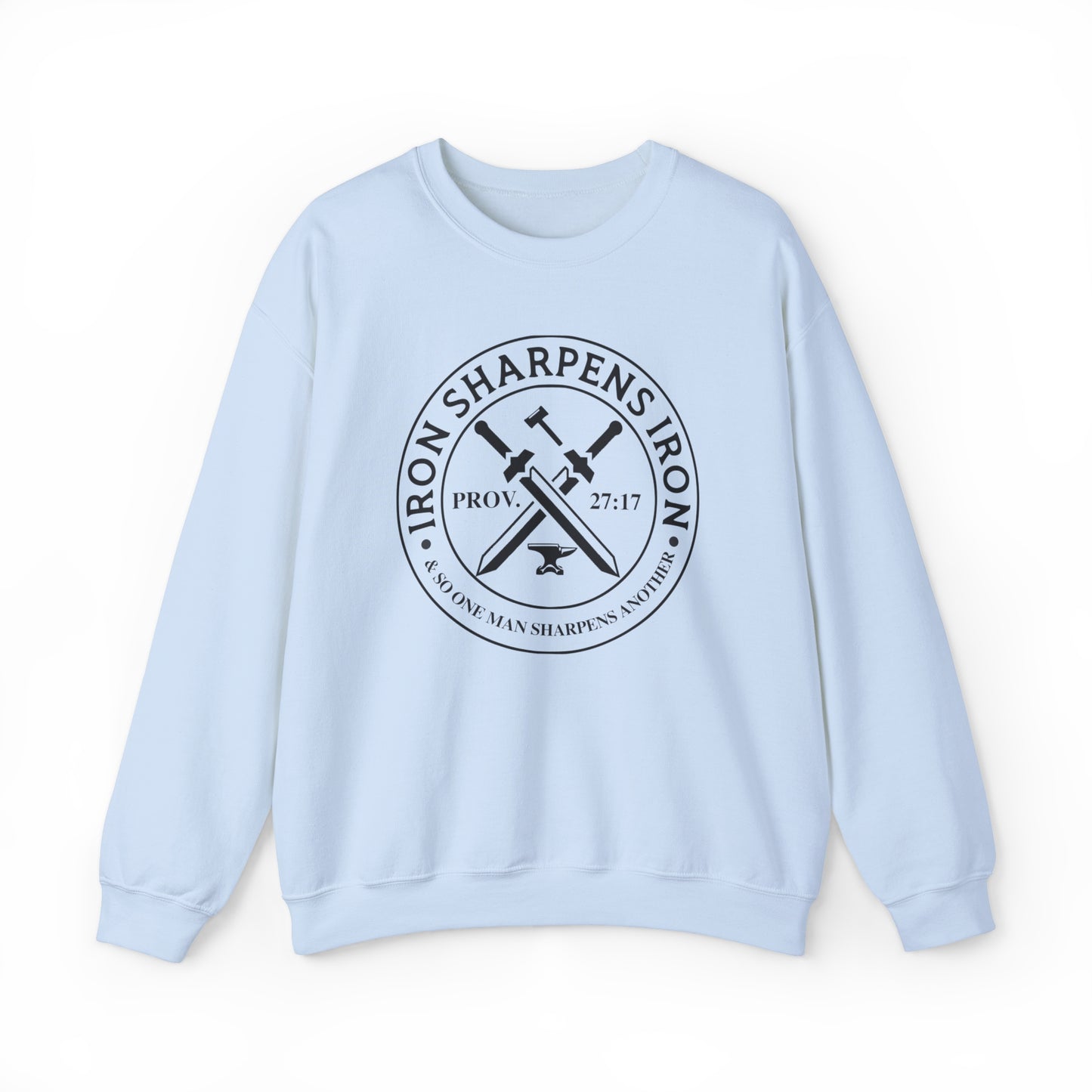 Iron Sharpens Iron Christian Sweatshirt Light Blue tosave1life.com