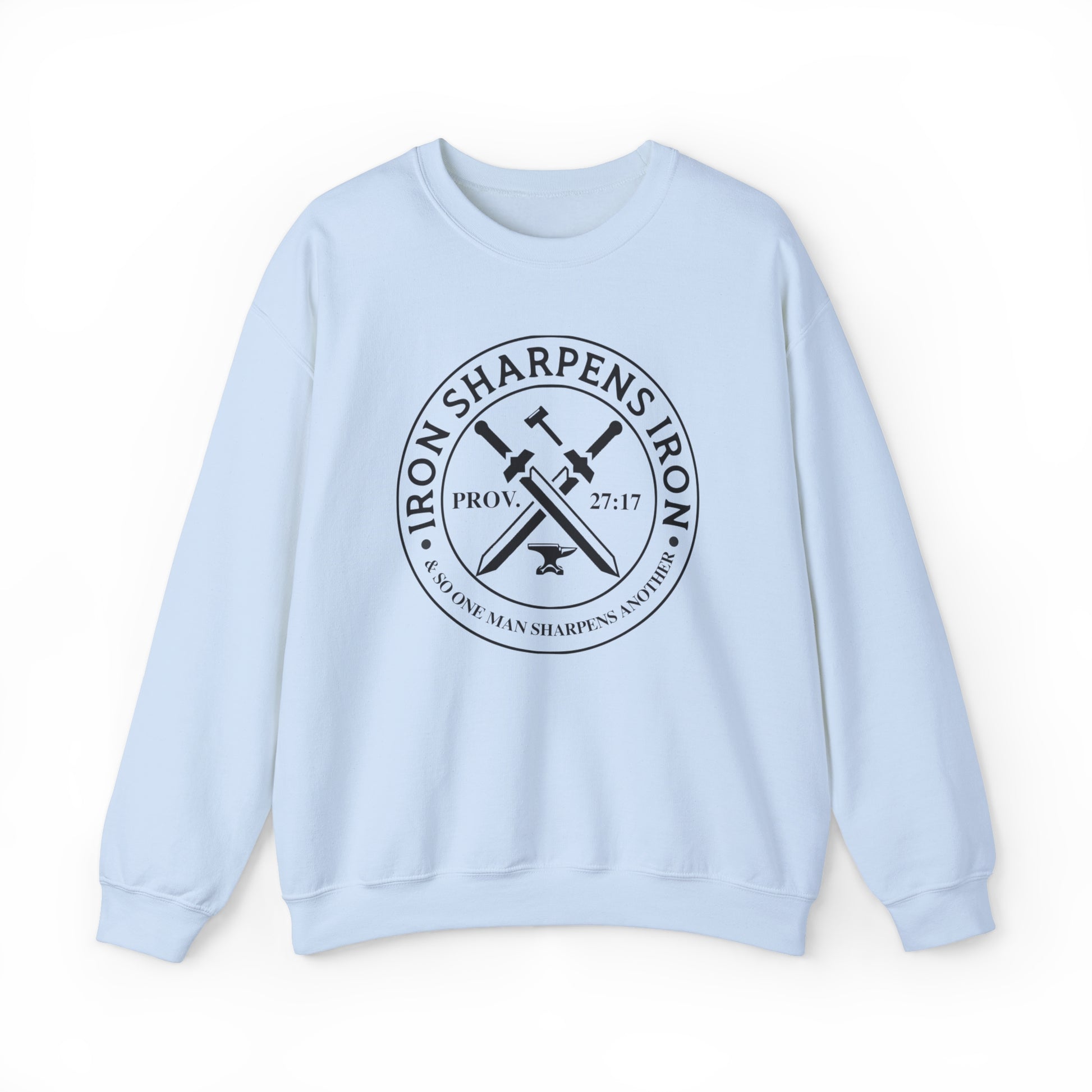 Iron Sharpens Iron Christian Sweatshirt Light Blue tosave1life.com